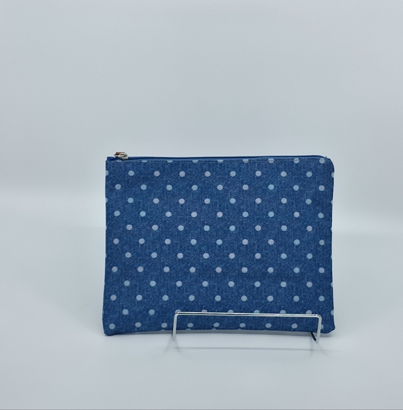 3-Piece Matching Blue Polka Dot Tote & Wallet Set - Picture 9 of 15